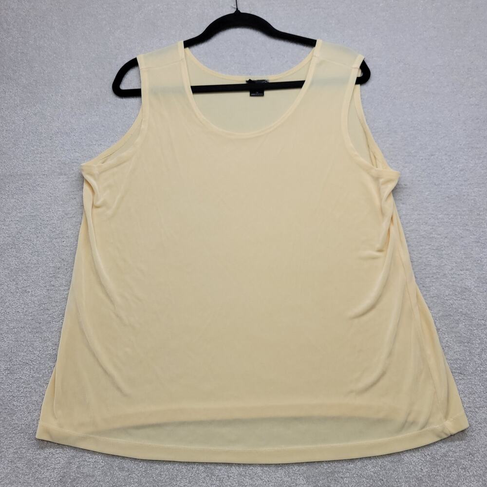 Citiknits Womens 1X Sleeveless Tank Top Yellow Stretch Casual Plus Size